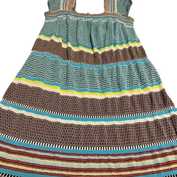 Aldomartins Sleeveless Stripe Stretch Dress Colorful Shift Size Large Petite - Picture 7 of 11